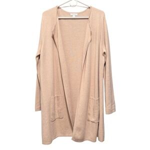 Charter Club Womens Beige 100% Cotton Open Front‎ Pocket Cardigan Sweater Large